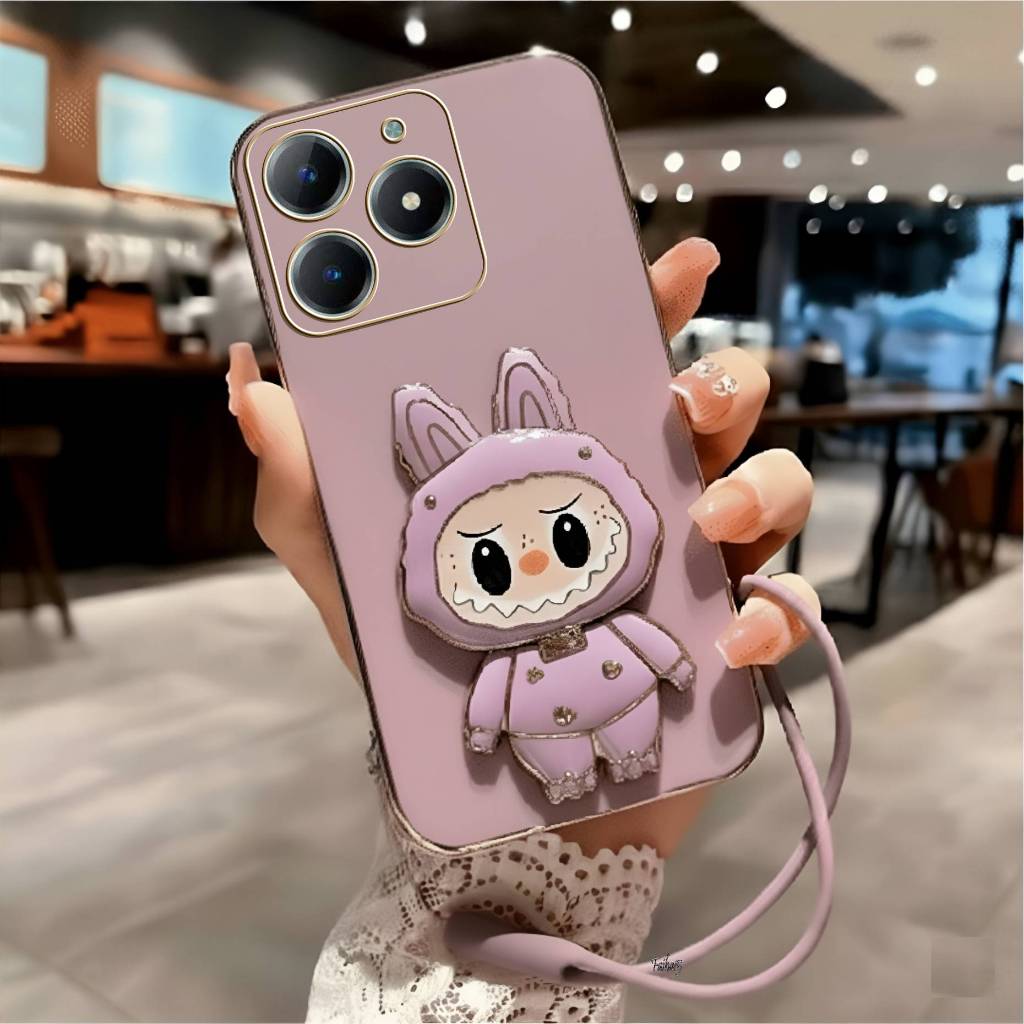 เคสนิ่มสําหรับRealme C61 C63 Casing Luxury Electro Plating Pumpkin Mirror Glass Free Strap