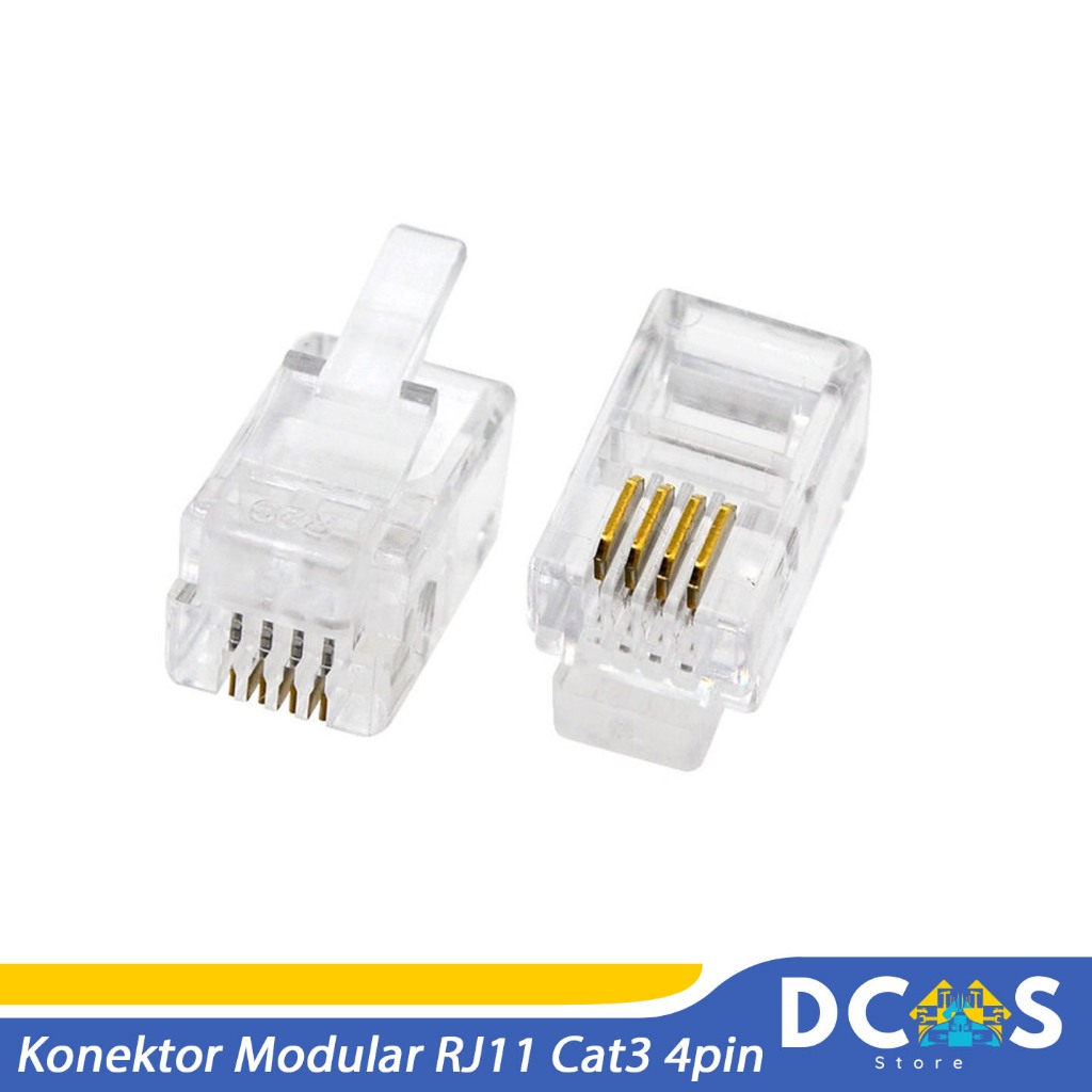 RJ11 Cat3 4pin Modular Connector หัวสายโทรศัพท์ / ขั้วต่อ Rj11
