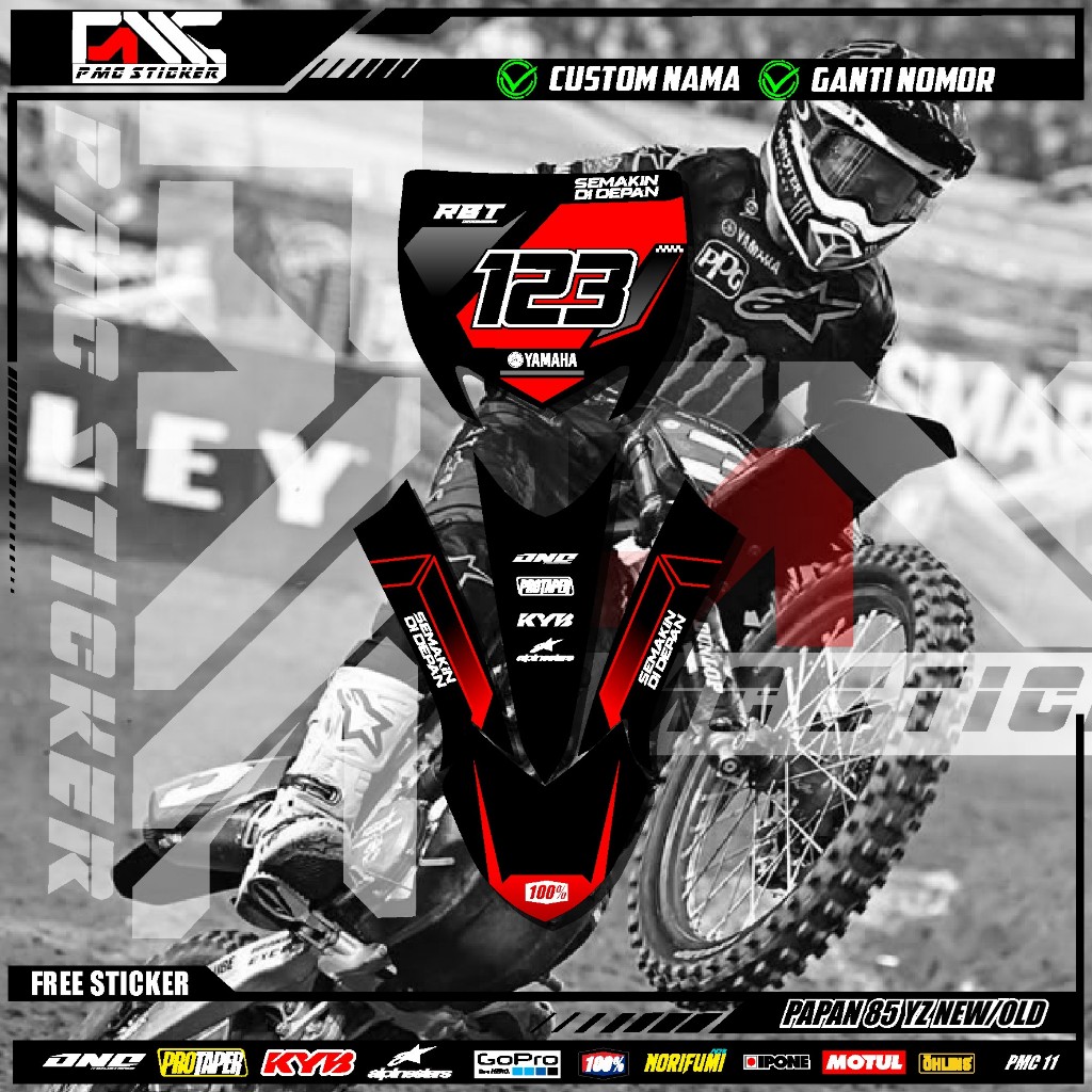 สติกเกอร์ DECAL NUMBER BOARD START + FRONT FLAMMER YZ NEW 85 CRF KLX 150 KLX BF KLX GORDON DTRACKER 