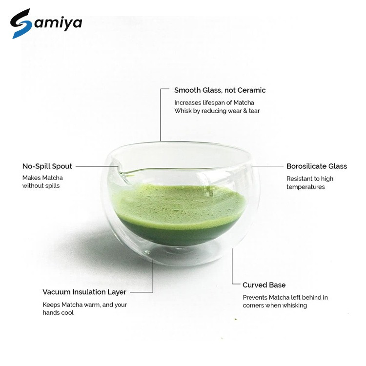 ชามมัทฉะญี่ปุ่น สองเท่า กําแพง 500มล / ชามมัทฉะเว้าใส / ชามพิธีการมัทฉะ - รูปที่ 2