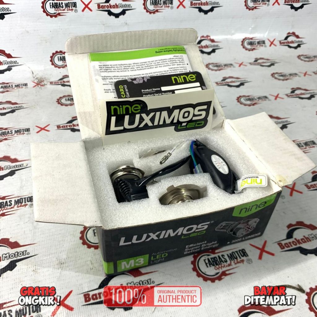 ไฟ LED มอเตอร์ไซค์ 3 ด้าน H6 H4 H7 HI LOW NINE LUXIMOS M3 SUPER BRIGHT WHITE