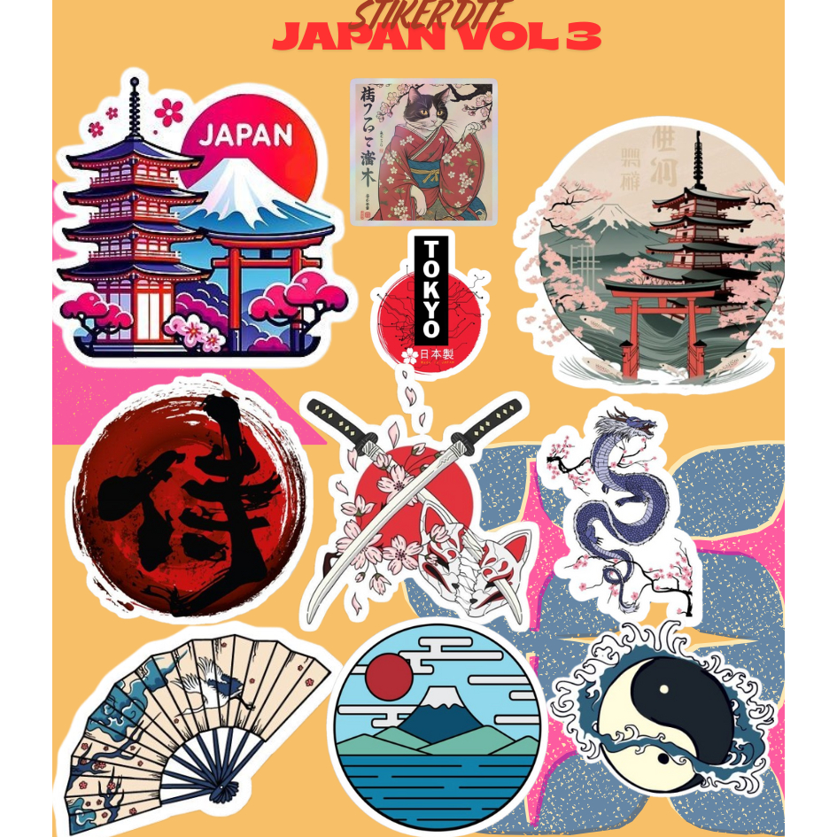 AESTHETIC JAPAN SCREEN PRINTING STICKERS VOL 3 DTF - JAPAN THEME SCREEN PRINTING STICKERS VOL 3 สามา