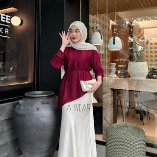 Awear - Meena Blouse Asimteris Rayon Twill Tali Pinggang Atasan Wanita Casual