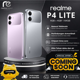 realme [COOMING SOON] P4 LITE Ultra Slim Design hp untuk orang tua RAM 4GB/64GB/128GB/256GB HP NFC Baterai awet 7000mAh ORI