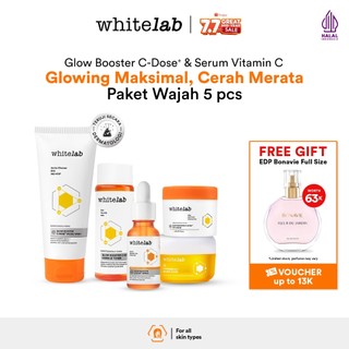 Whitelab 5 pcs Glow Booster C-Dose+ Brightening Paket Wajah - Facial Wash, Toner, Serum, with Day Cream & Moisturizer Paket Skincare