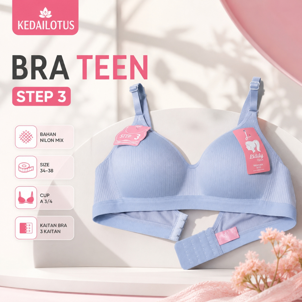 Teen Bra BH Lidily Step 3 Medium Foam No Wire K3 Size 34-38