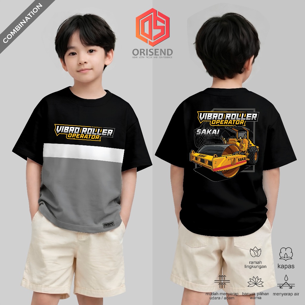 KATUN Risend เสื้อยืดเด็กพร้อมตัวประกอบลูกกลิ้ง vibro sakai วัสดุผ้าฝ้าย ดีไซน์ล่าสุด การผสมผสานสามส