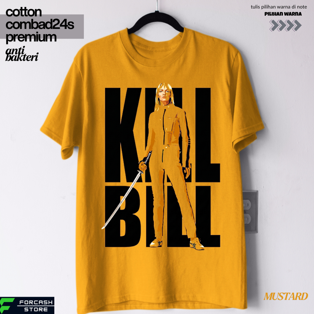 Movie Kill Bill Cotton Combed 24s Premium T-Shirt - Anti-Stretch & Thicken Solid Black S-7XL Big Siz