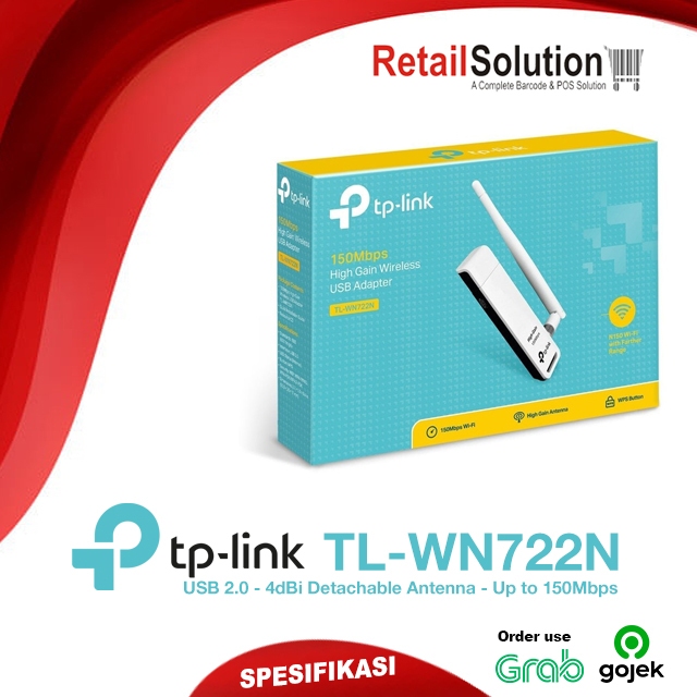 อะแดปเตอร์ USB WiFi ไร้สายกําลังสูง - TPLINK TP-LINK TLWN722N TL-WN722N
