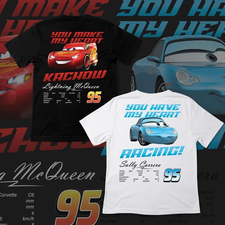 เสื้อยืดคู่รัก Cars McQueen & Sally Vol.4 - เสื้อผ้าคู่รัก / เสื้อยืดคู่รัก McQueen Cotton Combed 24