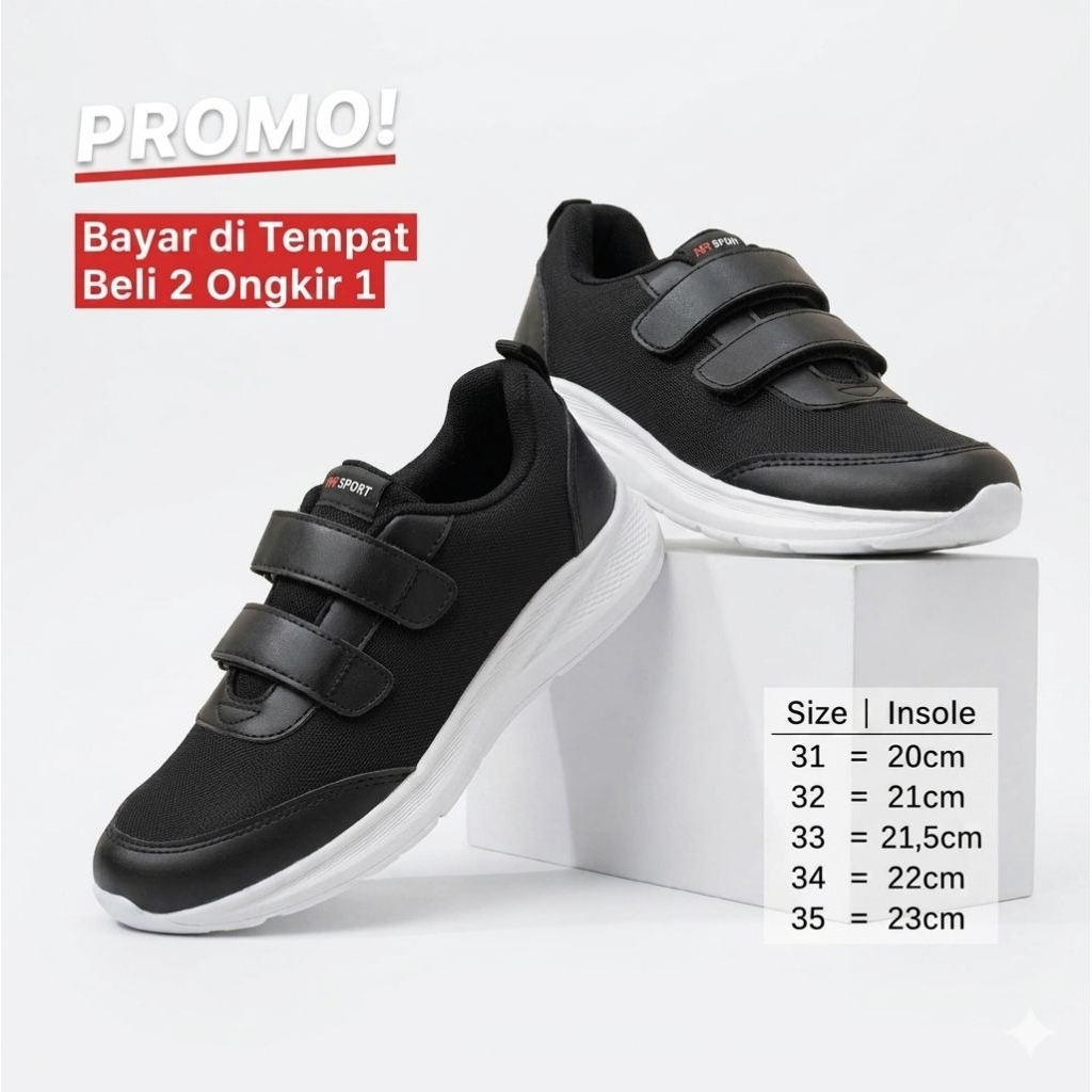 NR SPORT Neo series รองเท้านักเรียน unisex สีดําธรรมดาสําหรับเด็กชายและเด็กหญิง