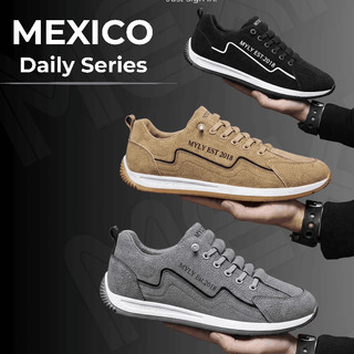 Sepatu Sneakers Mexico Casual Style Tali Karet Kasual Slip On Olahraga Pria Wanita Warna Hitam Abu