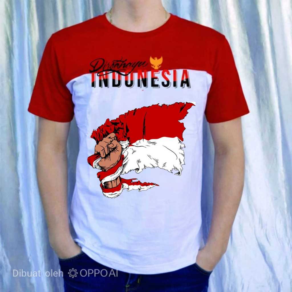MERAH KATUN COTTON T-SHIRT/17 AGUSTSU 45 T-SHIRT/RED AND WHITE T-SHIRT/SHORT-SLEEVED T-SHIRT