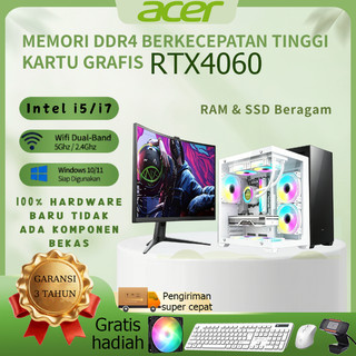 Acer PC Desktop Full Set Intel Core i3/i5/i7 RAM DDR4 8/16GB SSD 256/512GB Opsi VGA 750/1650/3050/RTX4060 Untuk Kantor Belajar Gaming Editing Support WiFi Bluetooth Gratis Keyboard Mouse