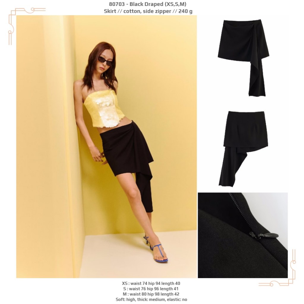 H0L0N - ผ้าม่านสีดํา (XS,S,M) - กระโปรง 260707