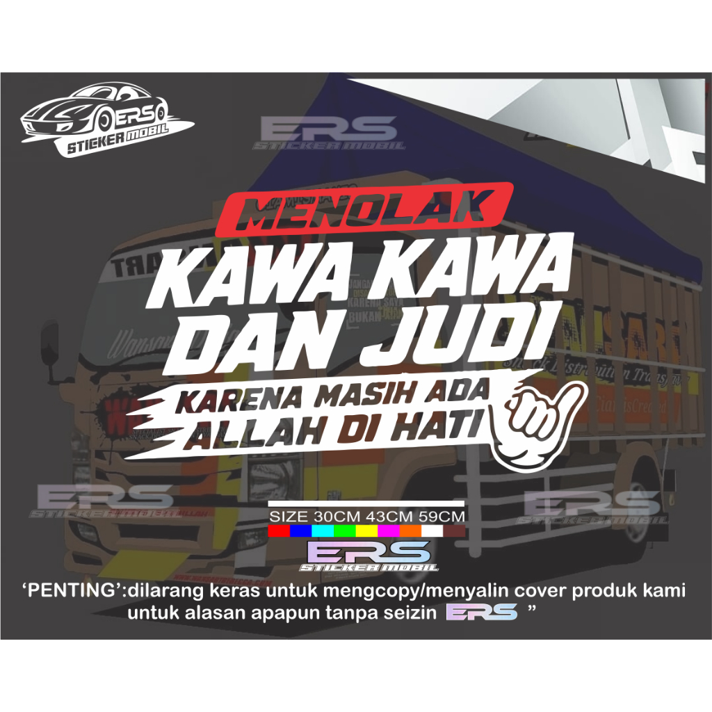สติ๊กเกอร์ติดกระจกประตูรถยนต์ปฏิเสธ kawa kawa และ judi