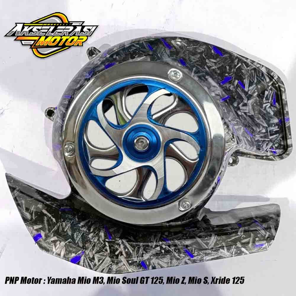 Mio M3 คาร์บอนปลอมพัดลมสีฟ้าชุด Spinner Bigproject V2 PNP Mio Soul GT 125 Mio Z Mio S Xride 125