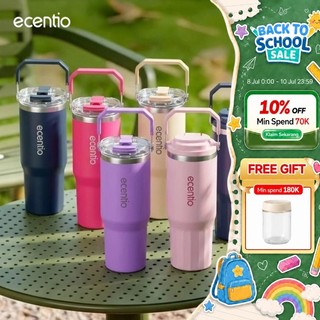 ecentio Tumbler Stainless 900ml Portable Thermos Botol Minum Besar Dengan Tas Tahan Panas Dingin 24 Jam Aesthetic Lucu Termos Air Panas Kopi Dengan Sedotan Cocok Untuk Sekolah Anak Laki-Laki