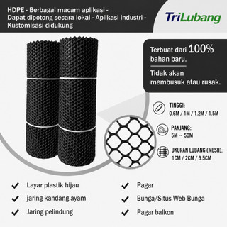 Jaring plastik HDPE ukuran penuh dan berlubang penuh - jaring plastik berlubang kecil - cocok untuk kandang ayam, kandang bebek, sangkar burung, peternakan unggas, perlindungan kebun, perlindungan burung, dan aplikasi jaring plastik multifungsi lainnya.