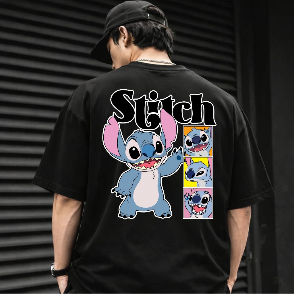 DAILY URBAN / / เสื้อยืดสีดํา JAPANESE STITCH 3 EMO B / DISTRO CLOTHES / เสื้อยืด JUMBO / UNISEX TSH