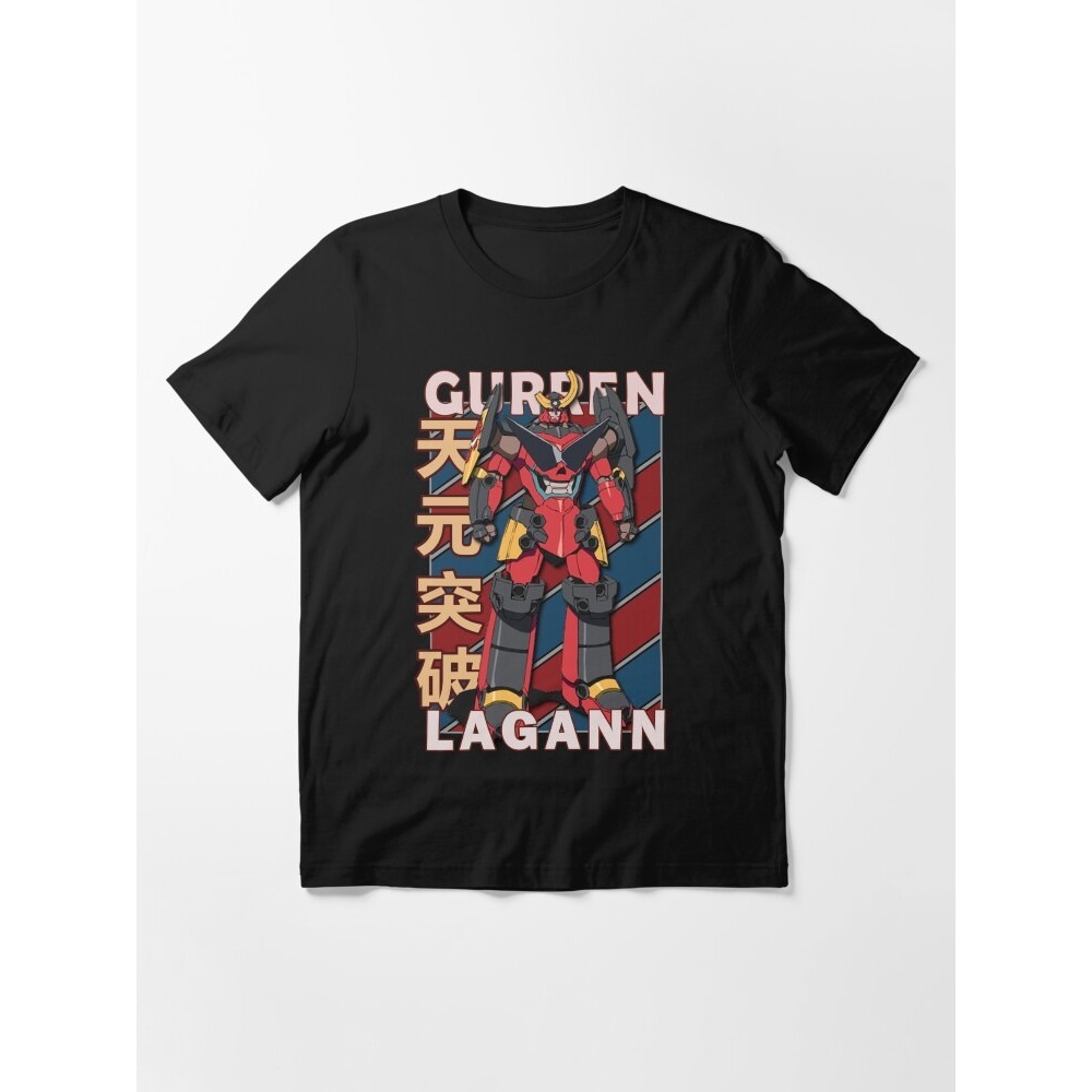 เสื้อยืด Essential ดีไซน์ลายทางวินเทจ Gurren Lagan