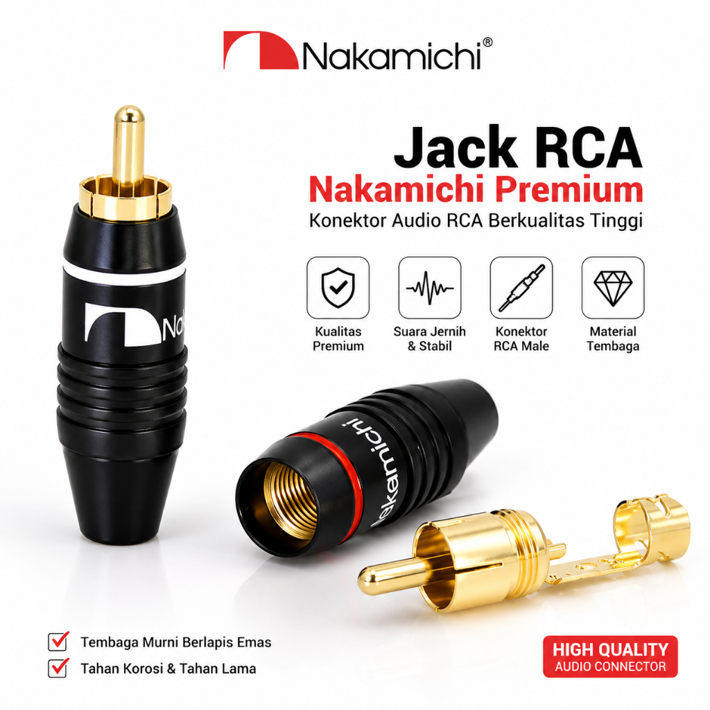 Nakamichi ชาย RCA Jack คุณภาพไต้หวัน - Nakamichi ชาย RCA ราคาชุดละ / 2 ชิ้น
