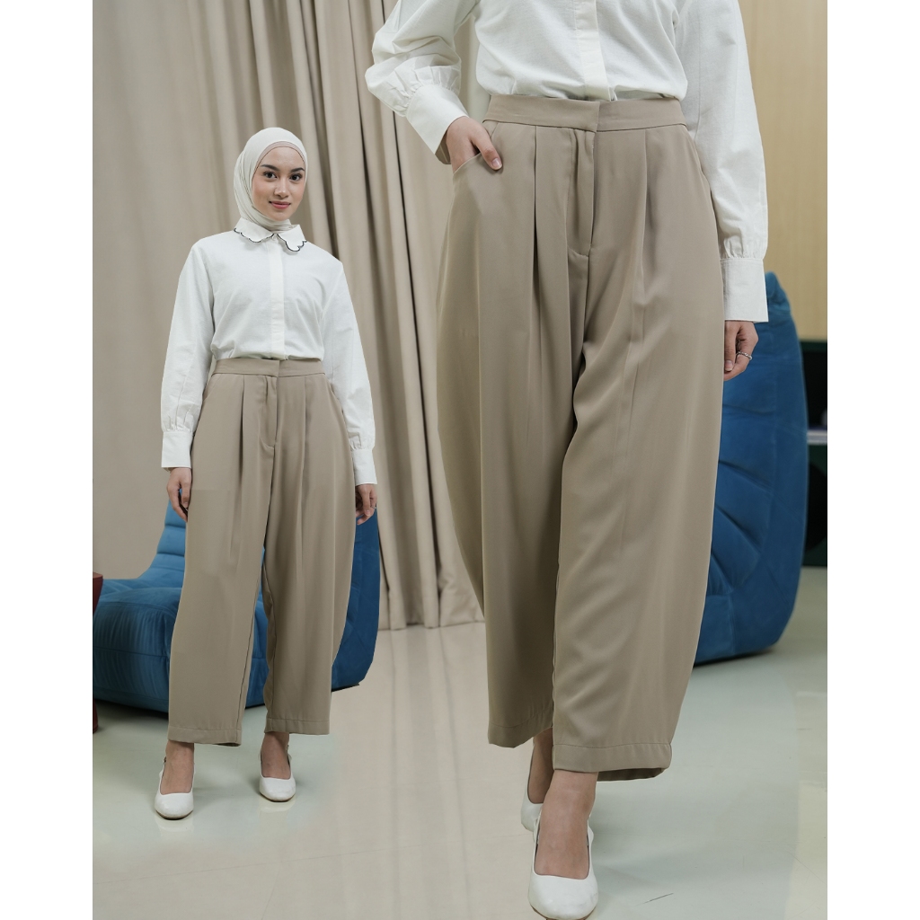 กางเกง Mayoutfit Evelina | กางเกงสตรี Barrel Pants Casual Twill Barrel Pants