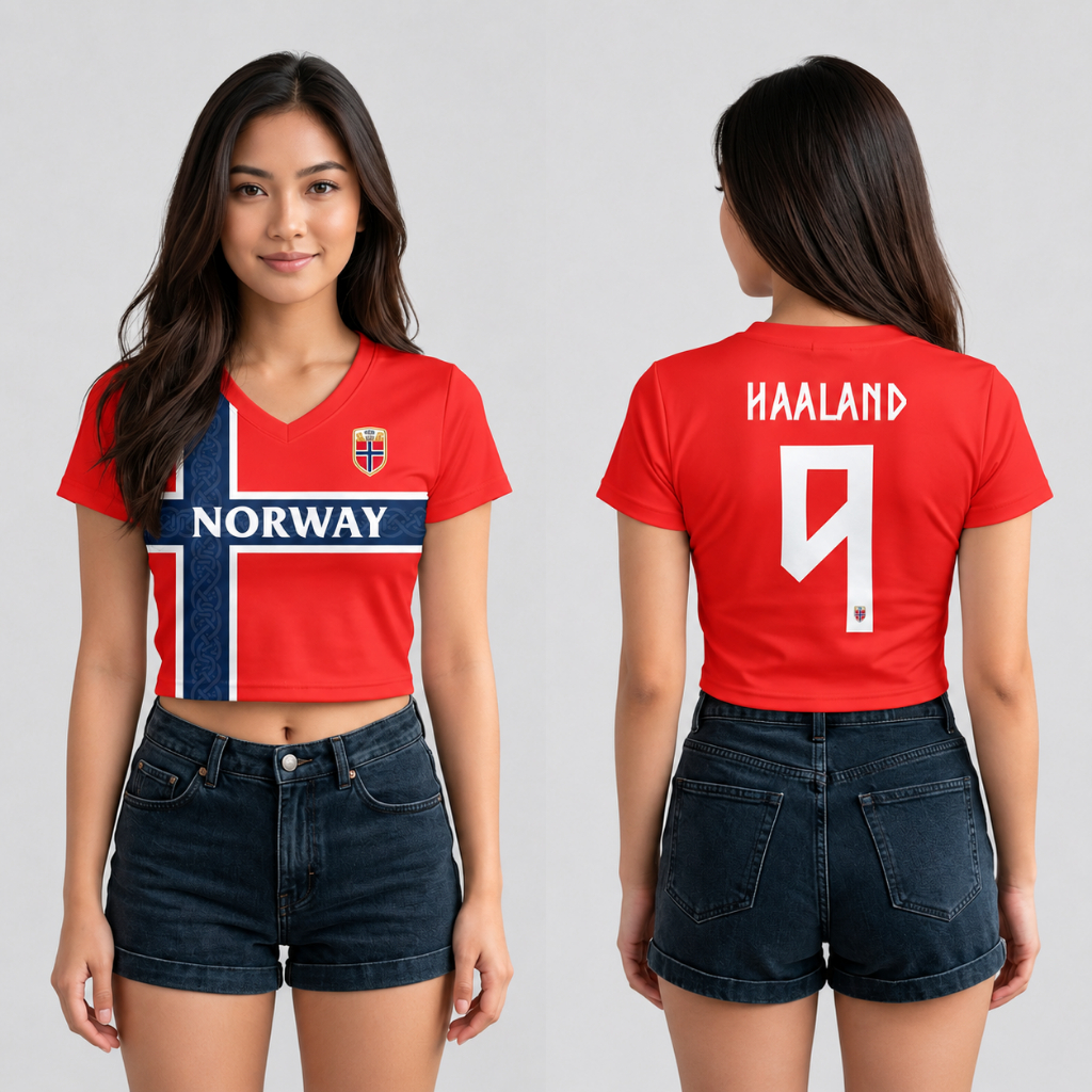 JERSEY CROP TOP Y2K NORWAY HAALAND