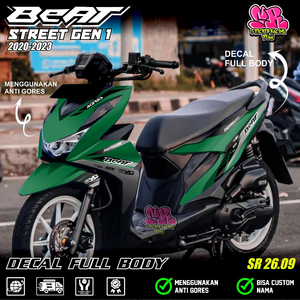 สติกเกอร์เต็มตัวล่าสุด Honda Beat Street 2020 2021 2022 2023 สติกเกอร์เต็มตัว Beat Street Fasthouse 