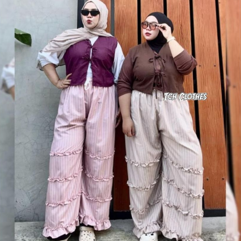 Poppy Tassel Pants - Ruffle Stripes Everyday Pants
