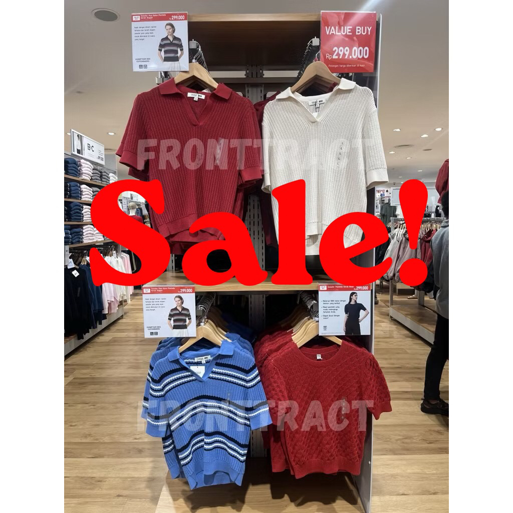 KATUN UNIQLO แขนสั้นผู้หญิง Skipper Collar Pointelle Cotton Polo เสื้อกันหนาว