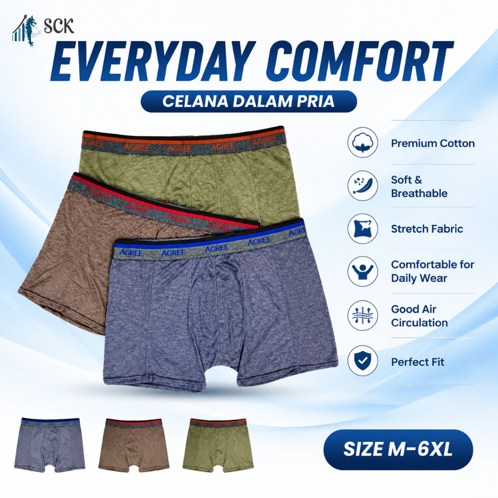KATUN [Contents 3] AGREE AEF 001 กางเกงชั้นในชายจัมโบ้ M-6XL - AEF 02 กีฬาผู้ชายนักมวยผ้าฝ้ายเอวยางย