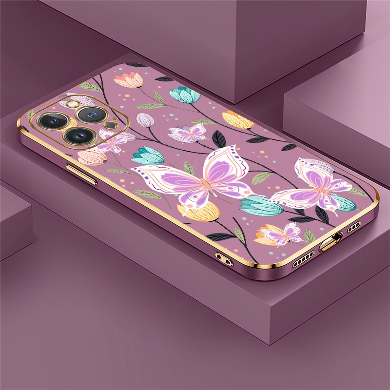 เคสซิลิโคนอ่อนนุ่มสําหรับ OPPPO A5X A6X Reno 15 FS 15F 14F A71 F31 5G A6 Pro ผีเสื้อดอกไม้ชั้น