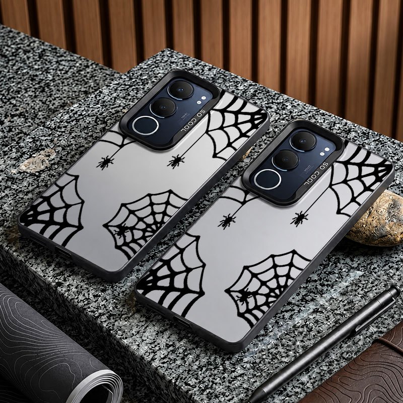 Softcase IMD สีดํา Spiderman Motif Minimalist Premium ป้องกัน HP สําหรับ Vivo V40 50 V60 Lite Y02 Y0