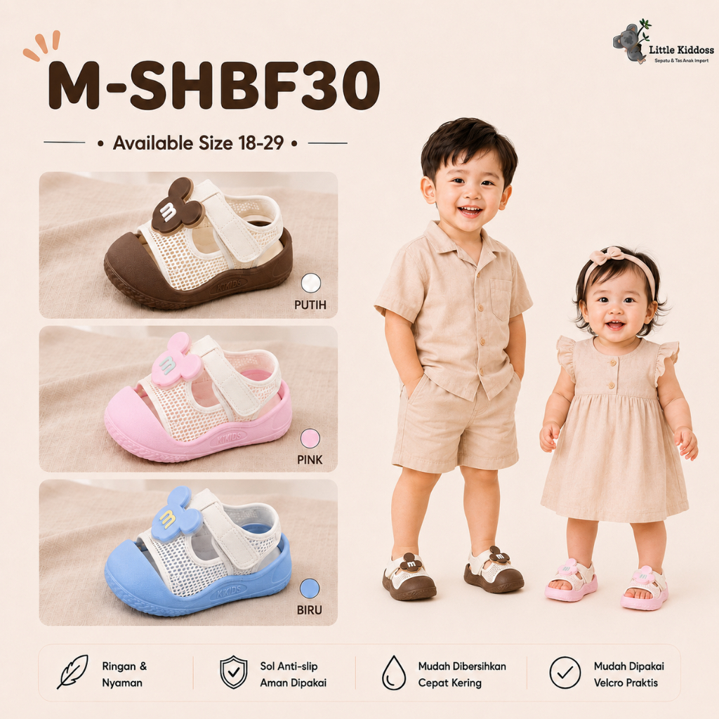 MARGO-SHBF30 Baby Boys Girls Sandals รองเท้าแตะเด็ก 6 เดือน-4 ปี รองเท้าแตะเด็กระบายอากาศขนาด 18-29 
