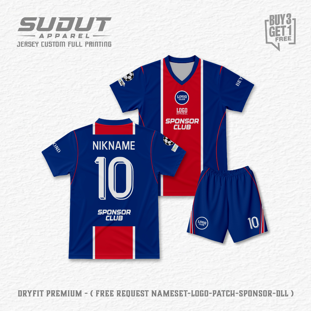 FANTASY PSGM HOME SPORT CUSTOM JERSEY 26-27 พิมพ์เต็ม I ฟรี NAME & NUMBER I CORNER APPAREL