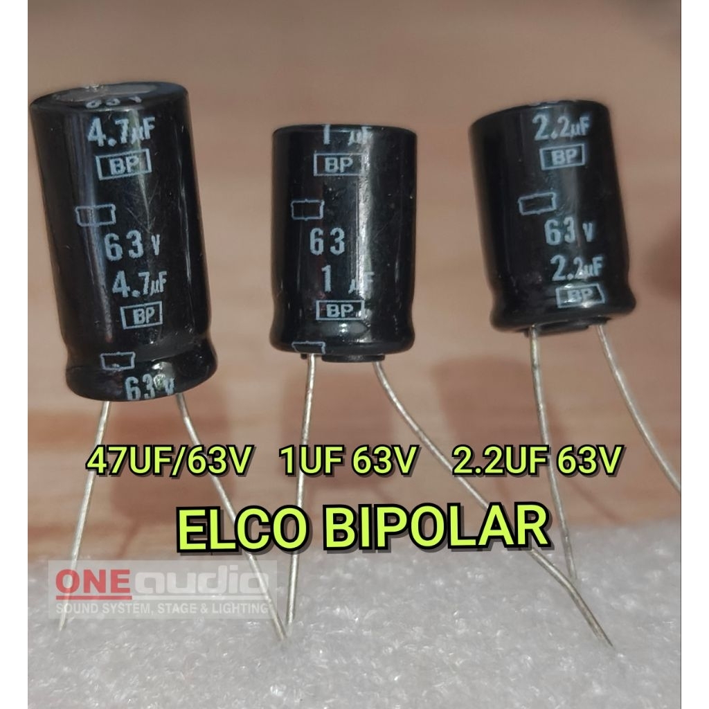 ELCO BIPOLAR 1UF 2.2UF 4.7UF / 63V BP NIPPON CHEMICCON สีดํา