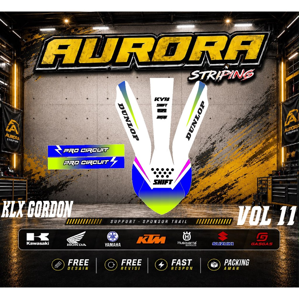 สติ๊กเกอร์ DECAL FENDER FRONT KLX GORDON BEBEK MODIF SUPERMOTO OR VOL 11