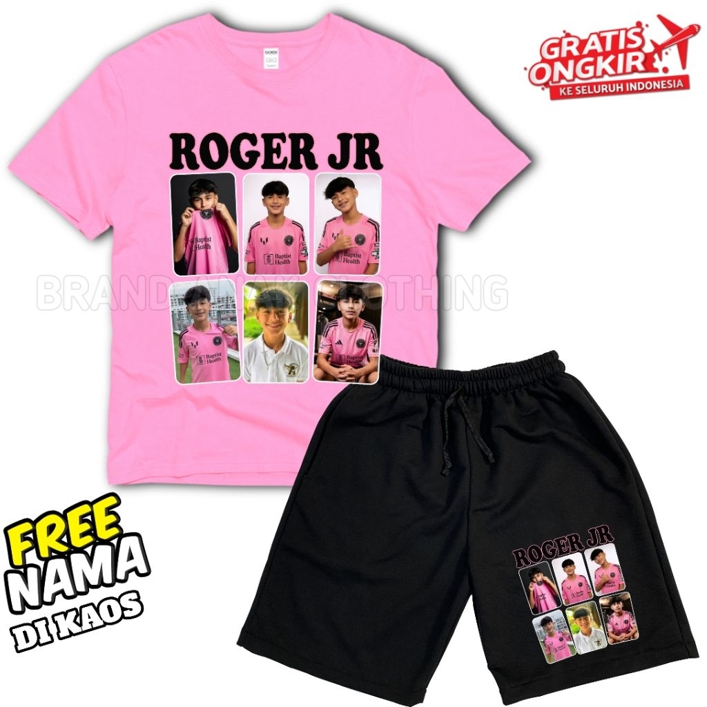 Inter Miami Roger Jr Kids T-Shirt Set - ชื่อฟรี - เสื้อผ้าเด็ก T-Shirt Pants