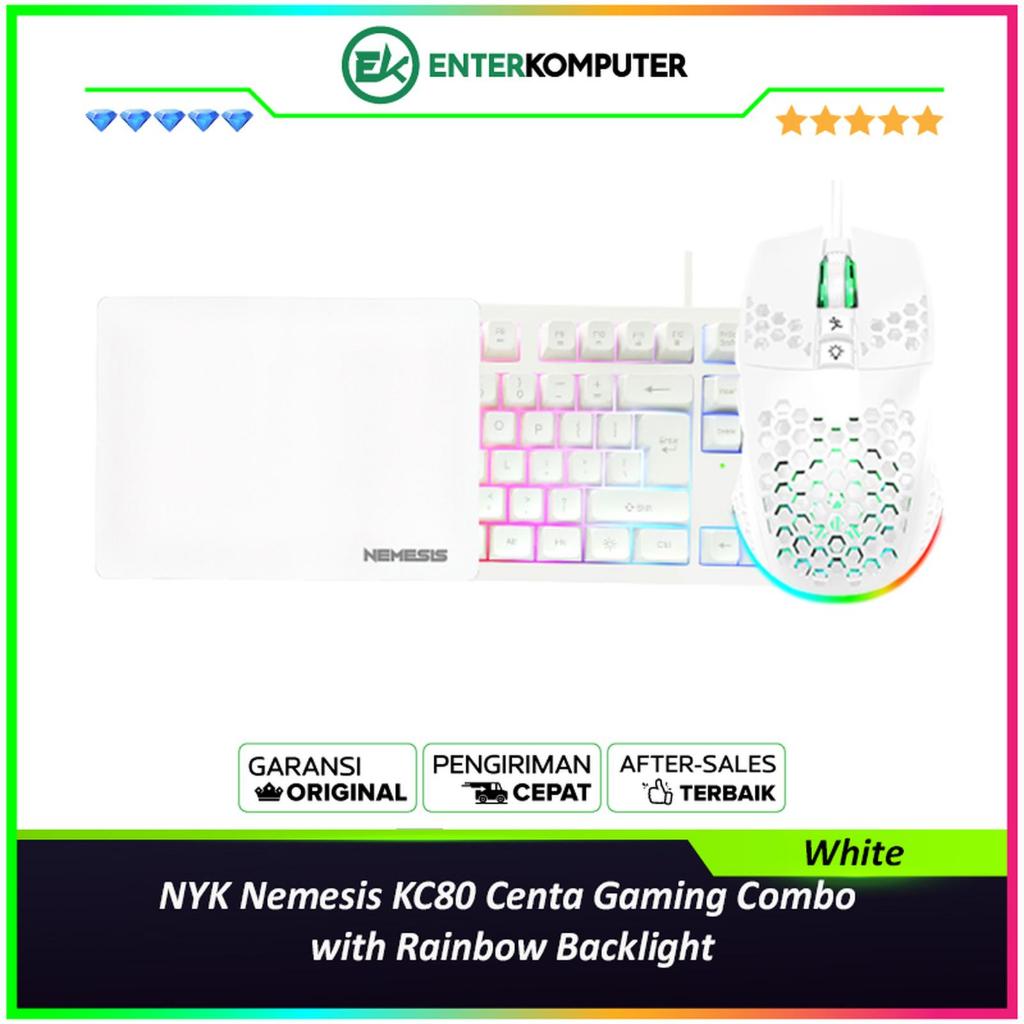 NYK Nemesis KC80 Centa Gaming Combo พร้อมแบ็คไลท์สีรุ้ง - สีขาว