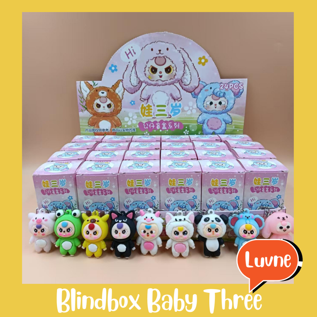 GANTUNGAN Blind Box Mystery Sanrio Upset Duck Butterbear Baby Three Eggman พวงกุญแจ