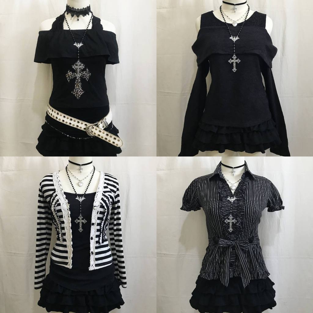(*TOP เท่านั้น ) !! Gothic Punk Emo Alt Fairy Grunge Fairycore ชิ้น !!
