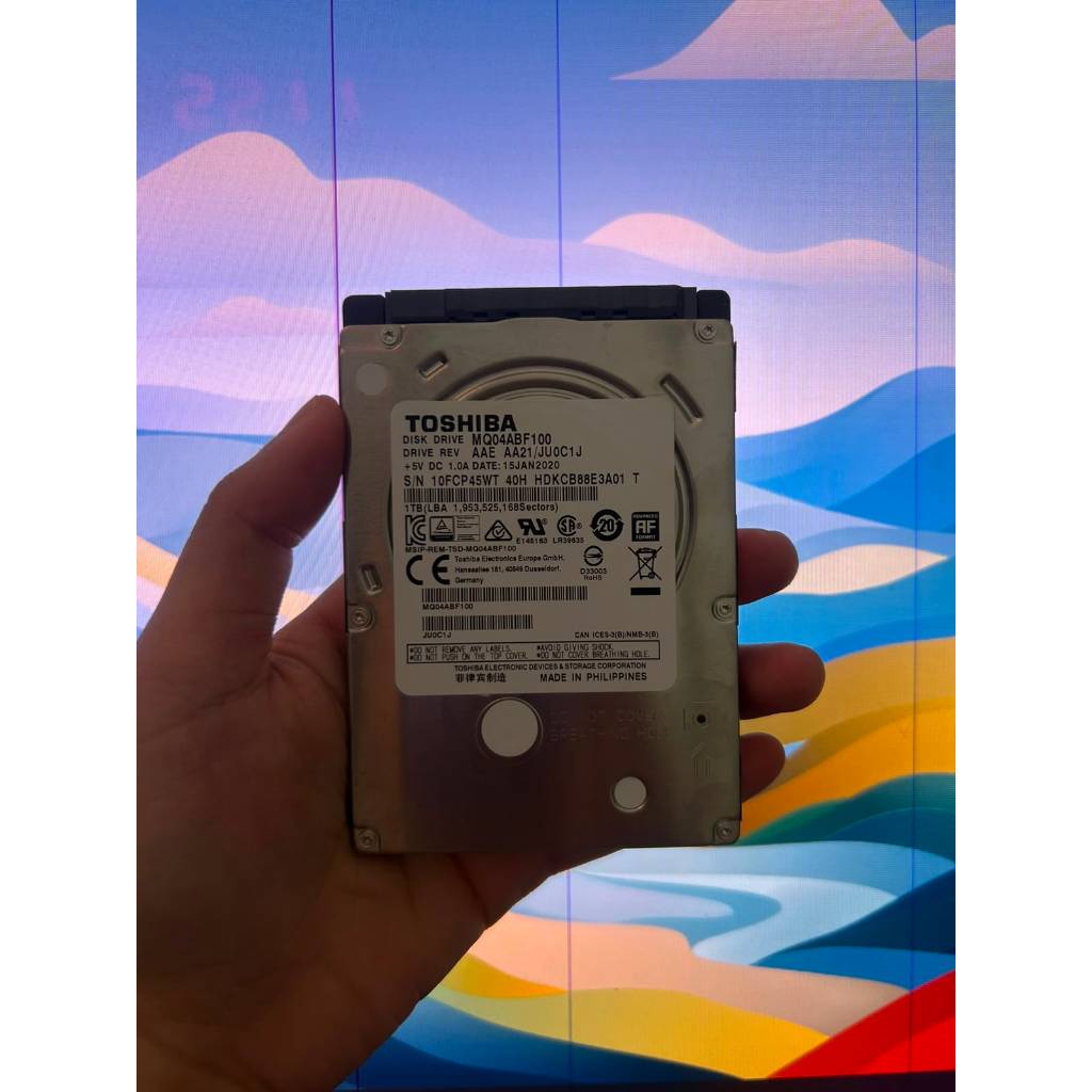 Toshiba Slim MQ04ABF100 2.5 นิ้ว 1TB แล็ปท็อปฮาร์ดไดรฟ์ HDD - สุขภาพ 100%