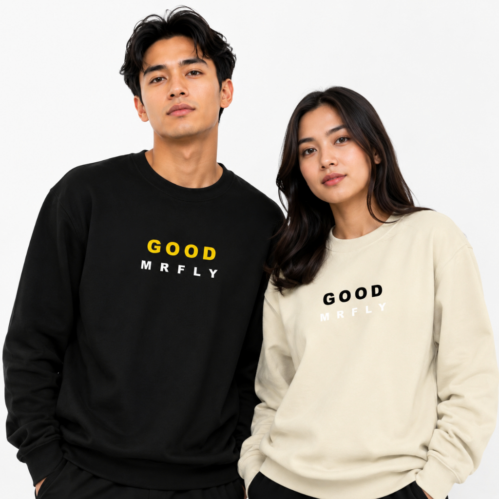 MOREFLY เสื้อสะท้อนแสง (Nyala) Basic Adult Unisex Sweater สําหรับผู้ชายและผู้หญิง, วัสดุผ้าฟลีซใหม่ล