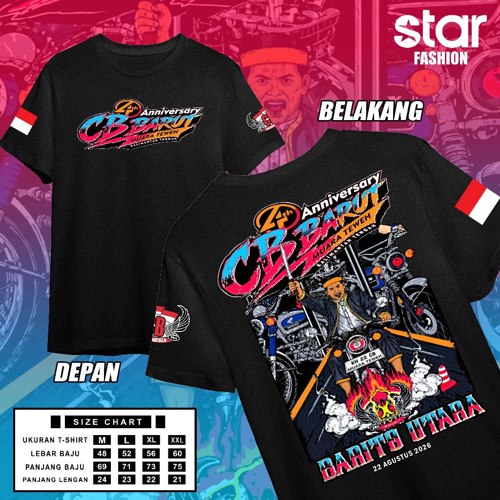 ใหม่ CB เสื้อยืด BARITO NORTH MUARA TEWEH KALIMANTAN CENTRAL 4TH ANNIVERSARY 22 AUGUST 2026