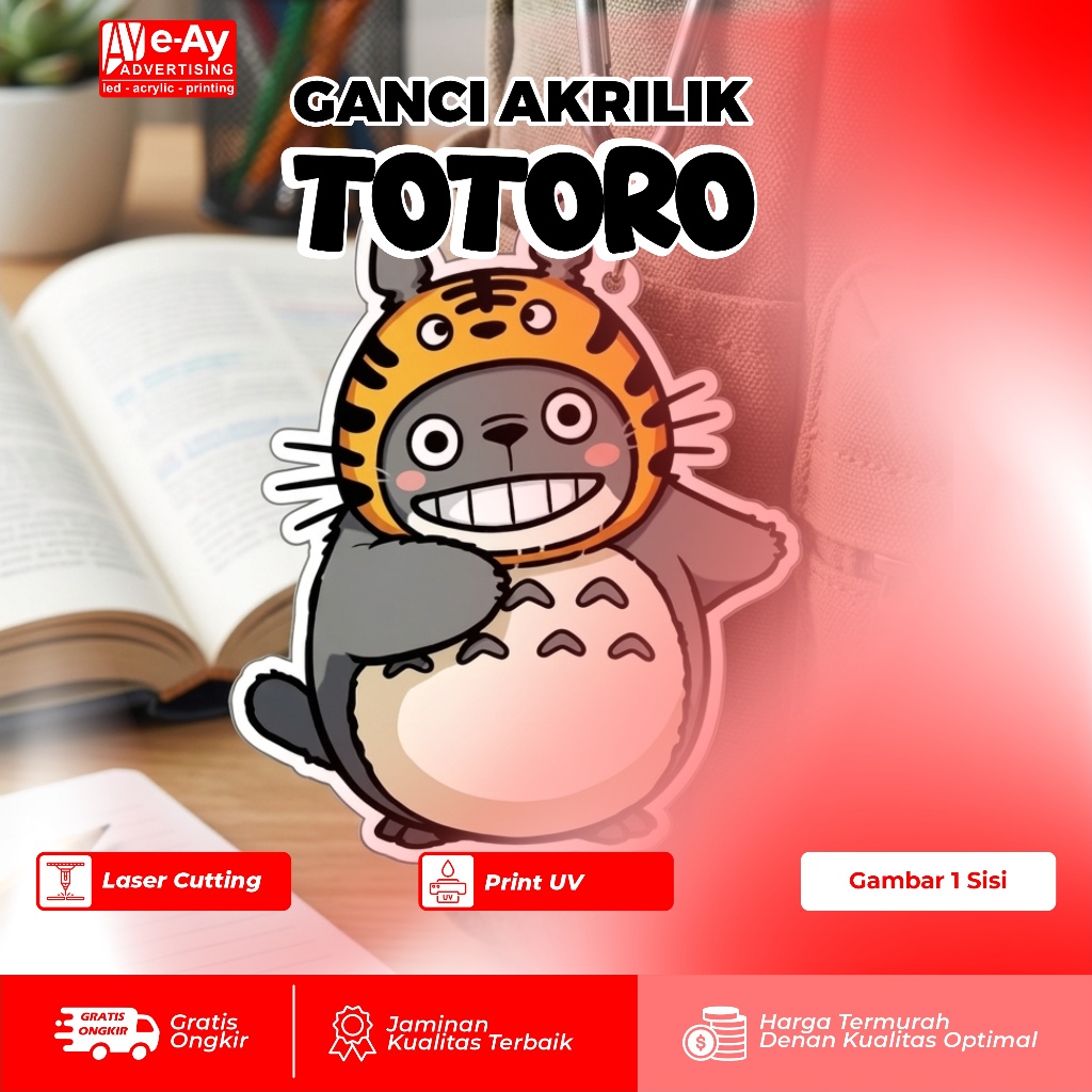 พวงกุญแจ GANTUNGAN Totoro | Totoro พวงกุญแจ UV พิมพ์ 1 ด้านบนกรอบอะคริลิค 2 มม. | โฆษณา E-Ay