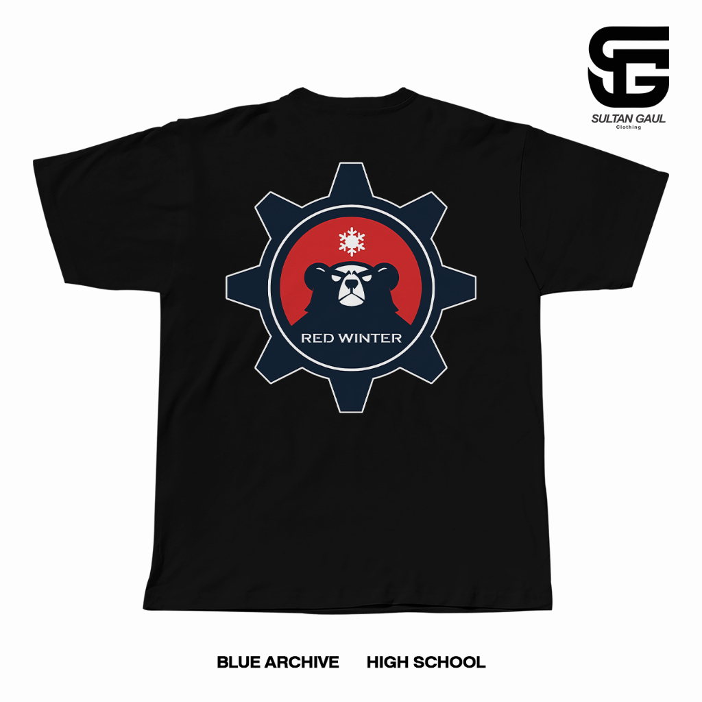 KATUN สีแดงฤดูหนาว FEDERAL ACADEMY BLUE ARCHIVE อะนิเมะเสื้อยืดเกมญี่ปุ่น Distro Unisex ผ้าฝ้าย