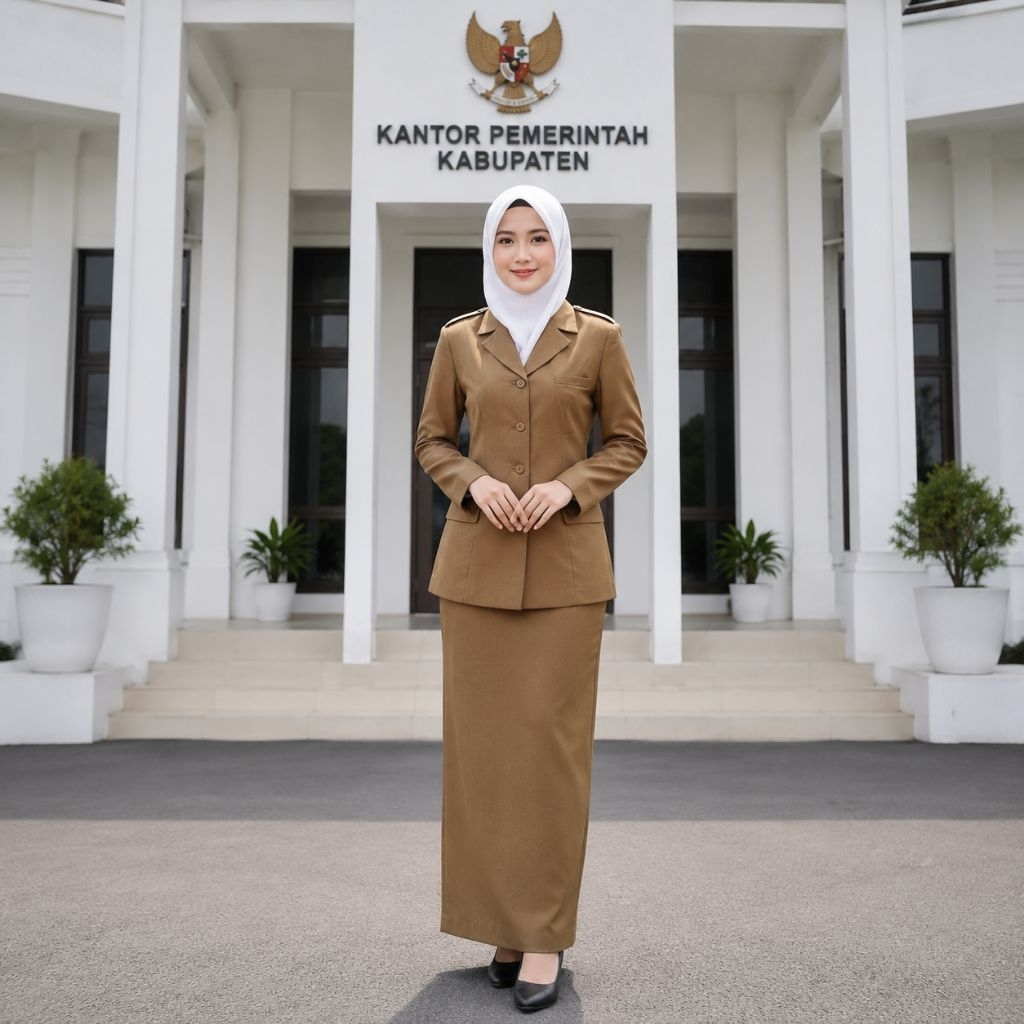 ฟรี Pin ASN PNS ชุดข้าราชการภาคสตรี Dark Khaki Blazer ชุด 3 กระเป๋าชุดคอปกกระโปรง Span กระโปรงกางเกง