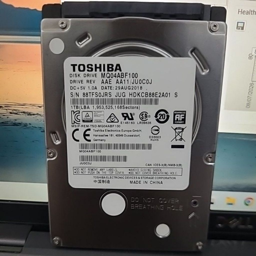 Toshiba MQ04ABF100 1TB SATA 2.5" ฮาร์ดดิสก์แล็ปท็อป HDD ภายในดั้งเดิม - Sentinel 100%