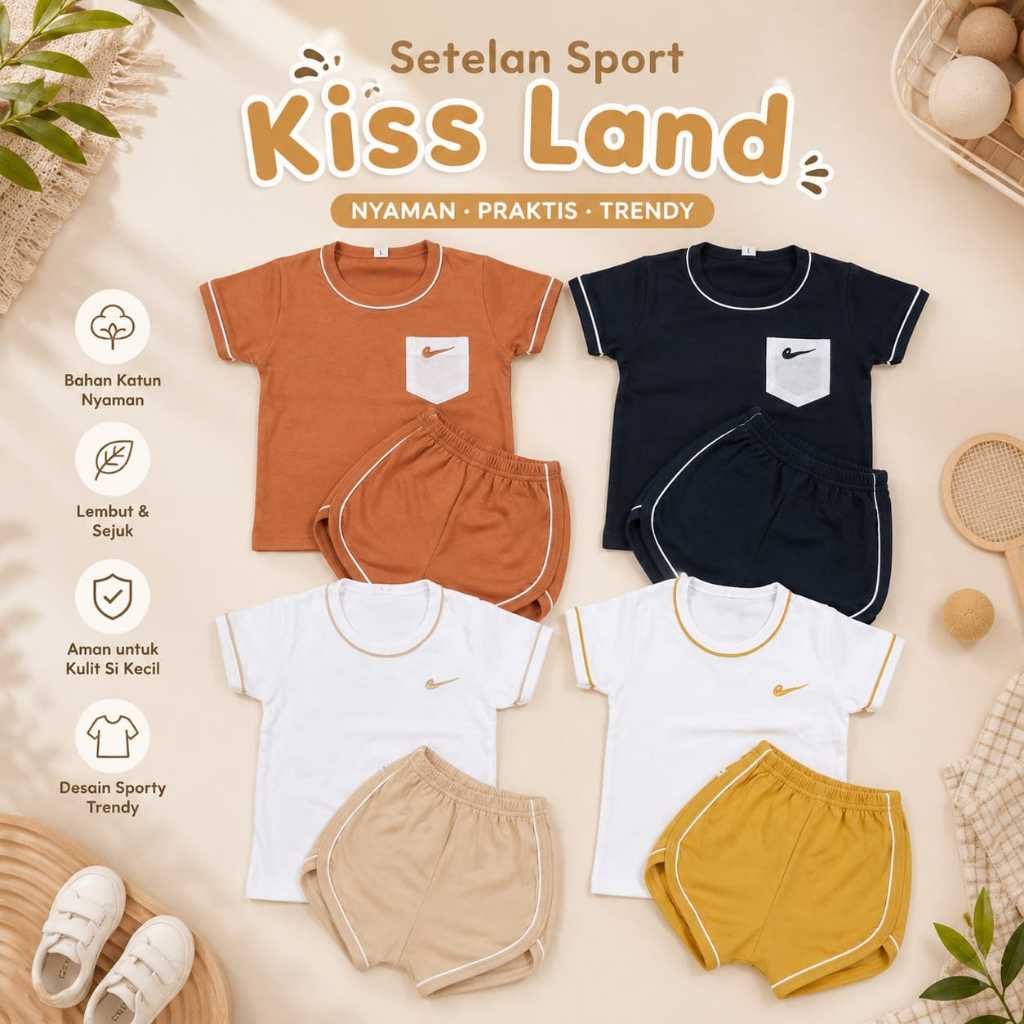 KATUN Kiss Land Kids Sport Suit Boys Clothes Cotton Shorts Casual Kids Suit